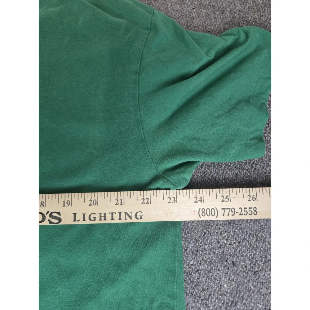 Vintage 90s Polo Ralph Lauren T-shirt Green Size Large Single Stitch Orange Pony